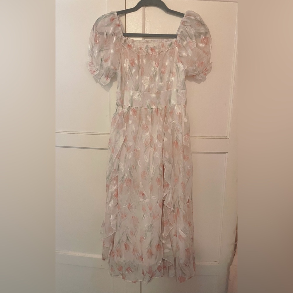 Pink Flower ruffle Dress